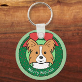 Papillon Kerstmis Sleutelhanger (Voorkant)