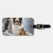 Papillon laat het sneeuwen Kerstmis Bagagelabel (Voorkant horizontaal)