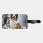 Papillon laat het sneeuwen Kerstmis Bagagelabel (Achterkant horizontaal)