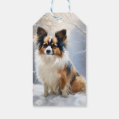 Papillon Laat het sneeuwen Kerstmis Cadeaulabel (Achterkant)
