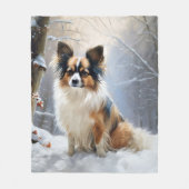 Papillon laat het sneeuwen Kerstmis Fleece Deken (Voorkant)