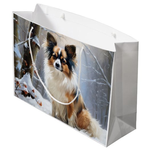 Papillon laat het sneeuwen Kerstmis Groot Cadeauzakje (Achterkant Gekanteld)