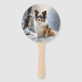 Papillon laat het sneeuwen Kerstmis Handwaaier (Voorkant)