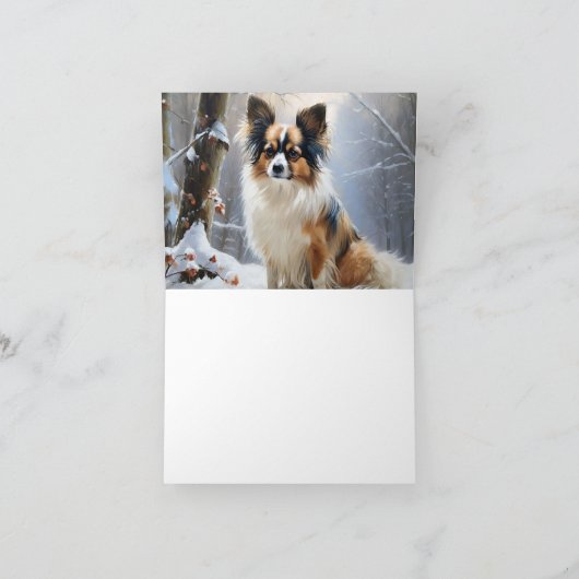 Papillon laat het sneeuwen Kerstmis Kaart (Binnen)