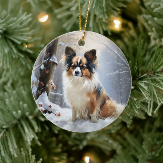 Papillon laat het sneeuwen Kerstmis Keramisch Ornament (Boom)