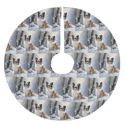 Papillon laat het sneeuwen Kerstmis Kerstboom Rok (Voorkant)