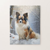 Papillon laat het sneeuwen Kerstmis Legpuzzel (Verticaal)