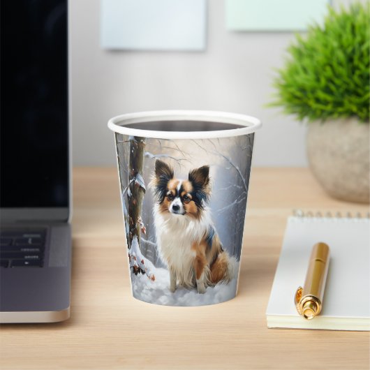 Papillon Laat het sneeuwen Kerstmis Papieren Bekers (Insitu)