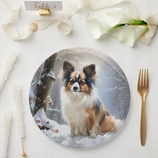 Papillon laat het sneeuwen Kerstmis Papieren Bordje (Huwelijk)