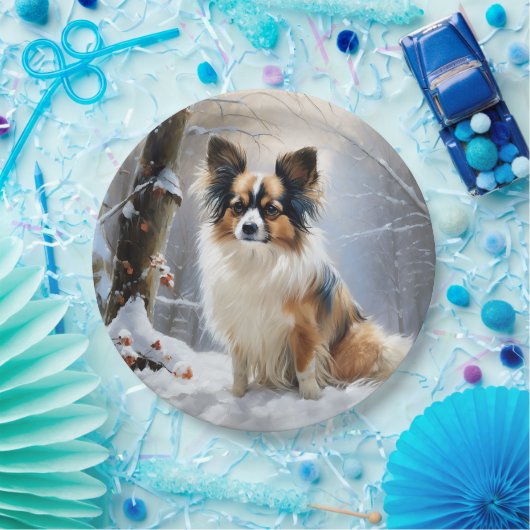 Papillon laat het sneeuwen Kerstmis Papieren Bordje (Feest)