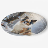 Papillon laat het sneeuwen Kerstmis Papieren Bordje (Gekanteld)