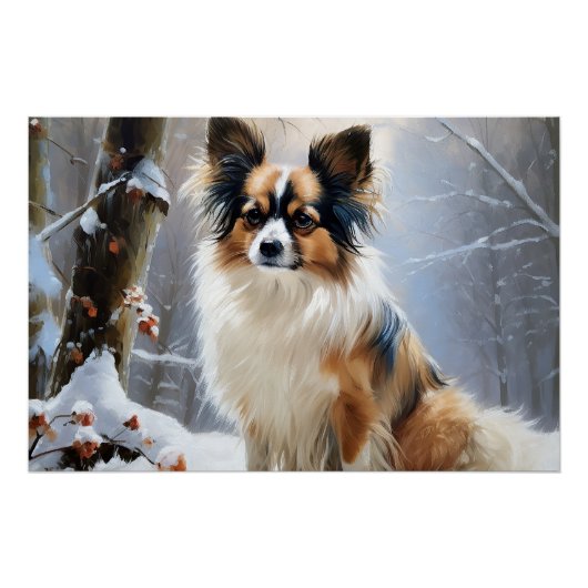Papillon laat het sneeuwen Kerstmis Perfect Poster (Voorkant)