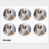 Papillon laat het sneeuwen Kerstmis Ronde Sticker (Vel)