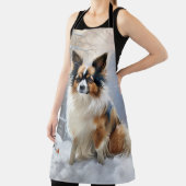 Papillon laat het sneeuwen Kerstmis Schort (Insitu)