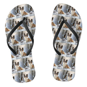 Papillon laat het sneeuwen Kerstmis Teenslippers