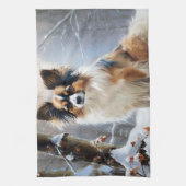 Papillon laat het sneeuwen Kerstmis Theedoek (Verticaal)