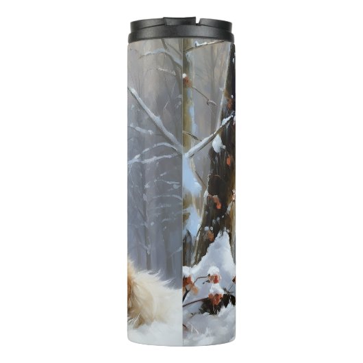 Papillon laat het sneeuwen Kerstmis Thermosbeker (Achterkant)