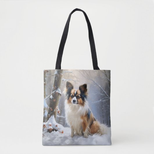 Papillon laat het sneeuwen Kerstmis Tote Bag (Voorkant)