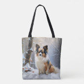 Papillon laat het sneeuwen Kerstmis Tote Bag (Achterkant)