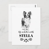 Papillon Life is beter met Custom Dog Name Briefkaart (Voorkant / Achterkant)