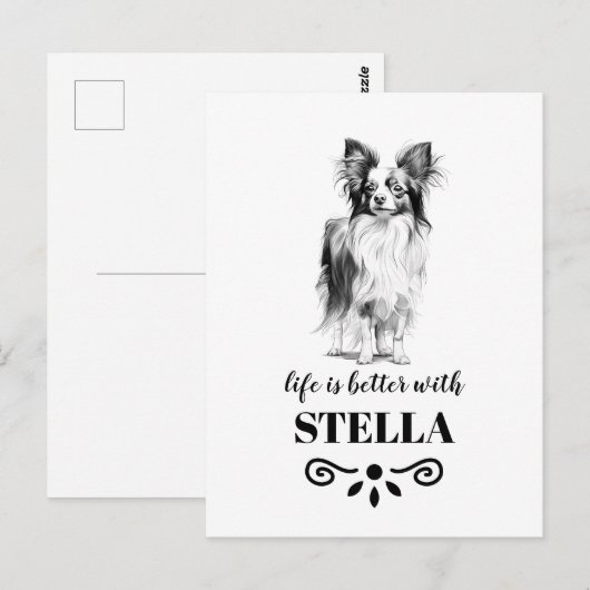 Papillon Life is beter met Custom Dog Name Briefkaart (Voorkant / Achterkant)