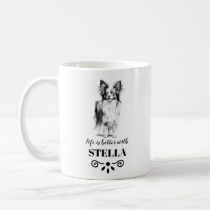 Papillon Life is beter met Custom Dog Name Koffiemok