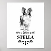 Papillon Life is beter met Custom Dog Name Poster (Voorkant)