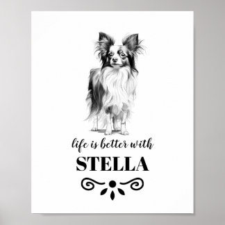 Papillon Life is beter met Custom Dog Name Poster