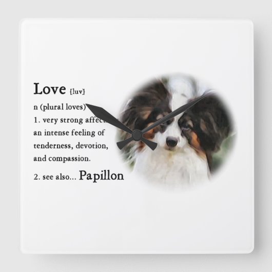Papillon Love Gifts Vierkante Klok (Voorkant)