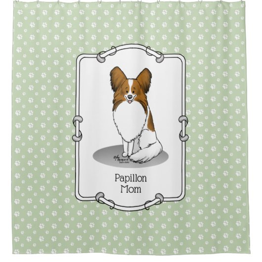 Papillon mam Pap mam (wit en sable) Douchegordijn (Voorkant)