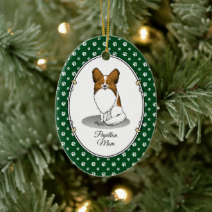 Papillon mam Pap mam (wit en sable) Keramisch Ornament