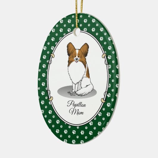 Papillon mam Pap mam (wit en sable) Keramisch Ornament (Links)
