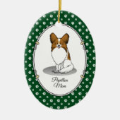 Papillon mam Pap mam (wit en sable) Keramisch Ornament (Voorkant)