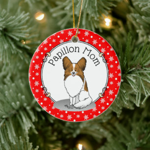 Papillon mam Pap mam (wit en sable) Keramisch Ornament