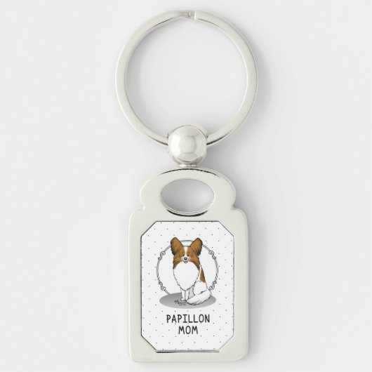 Papillon mam Pap mam (wit en sable) Sleutelhanger (Voorkant)