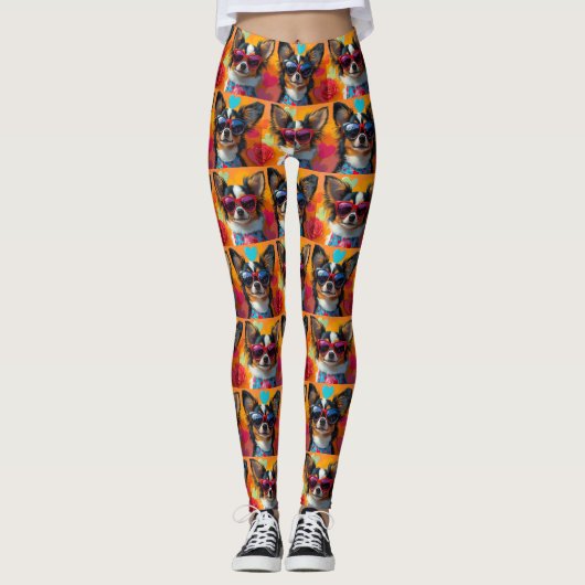 Papillon met hart Rozen Valentijnsdag Leggings (Voorkant)