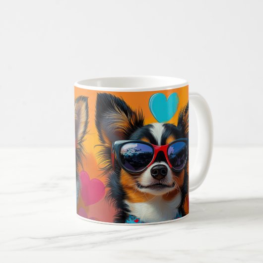 Papillon met Hartrozen Valentijnsdag Koffiemok (Voorkant rechts)