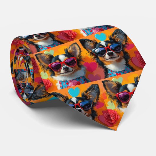 Papillon met Hartrozen Valentijnsdag Stropdas (Opgerold)