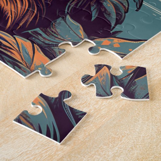 Papillon met zonnebril op het strand legpuzzel (Zijkant)