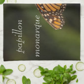 papillon monarque in het achterlicht theedoek (Gevouwen)