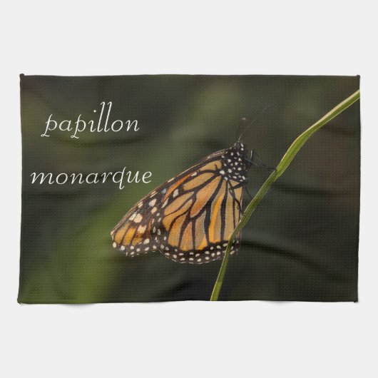 papillon monarque in het achterlicht theedoek (Horizontaal)