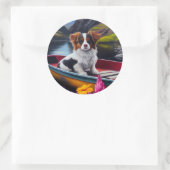 Papillon op een peddel: Een Schilderachtig avontuu Ronde Sticker (Tas)