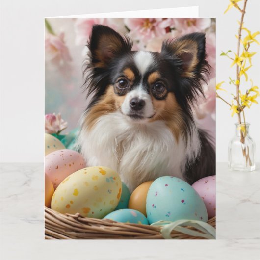 Papillon Paaseieren Kaart (Gele Bloem)