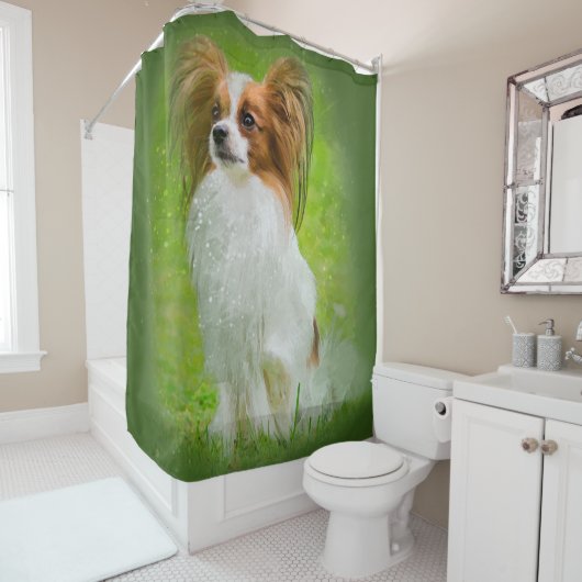 papillon, papilon, papillon-honden, papillon-honde douchegordijn (In situ)