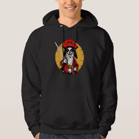 Papillon Pirate Funny Dog Captain Hoodie (Voorkant)