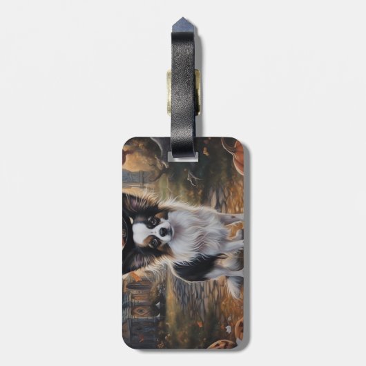 Papillon pompoenen Halloween eng Bagagelabel (Achterkant verticaal)