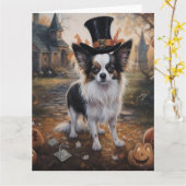 Papillon pompoenen Halloween eng Kaart (Gele Bloem)