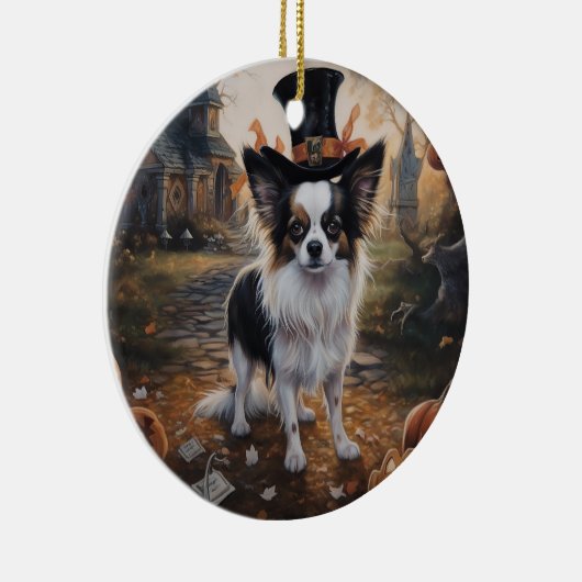 Papillon pompoenen Halloween eng Keramisch Ornament (Rechts)