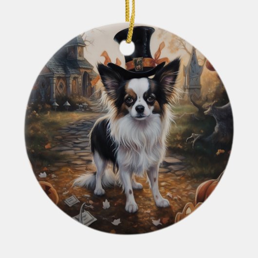 Papillon pompoenen Halloween eng Keramisch Ornament (Voorkant)