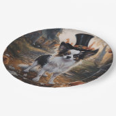 Papillon pompoenen Halloween eng Papieren Bordje (Gekanteld)